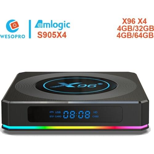 WESOPRO X96 X4 Android 11 TV Box With Amlogic S905X4 RGB Light 4G 32G64G Dual Wifi Youtube AV1 Netflix Media Player Set Top Box