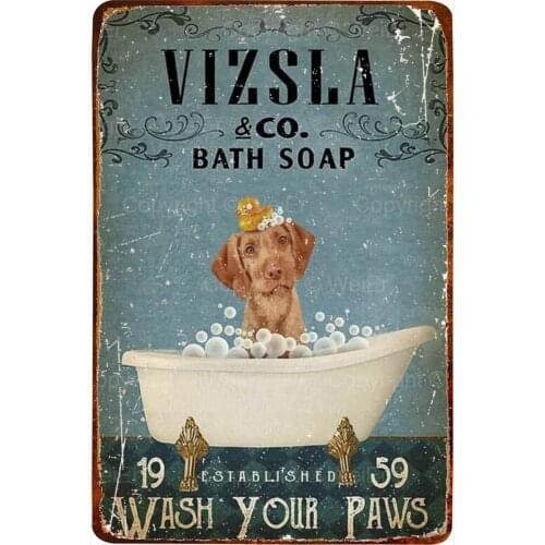 Vizsla Bath Soap Metal Poster Art Tin Sign Vintage Iron Painting Creative Wall Decoration for Office Bathroom