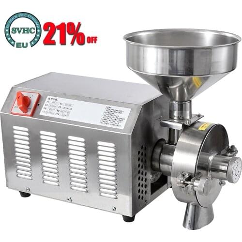 High efficiency commercial Grain Grinder,stainless steelgrinding machine for spices/corn/soybean 20-40KG/h 1420r-min 2500W/3000W