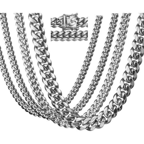 High Quality Stainless Steel Miami Curb Cuban Chain Dragon Casting Clasp Bangle Hip hop Jewelry 8MM~18MM Men Bracelet Necklace