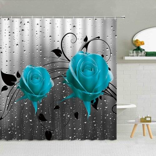 3D Blue Rose Flower Butterfly Shower Curtain Painted Bird High Quality Frabic Bathroom Supplies Decor With Hooks Cloth Curtains