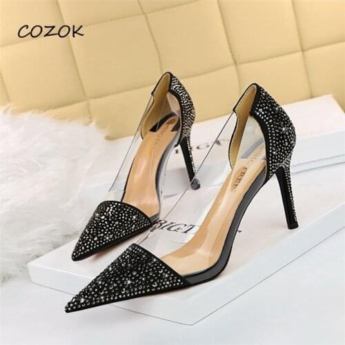 Women Shoes 2021 Party Crystal Luxury Fashion Shoes High Heels Casual Korean Style Shoes