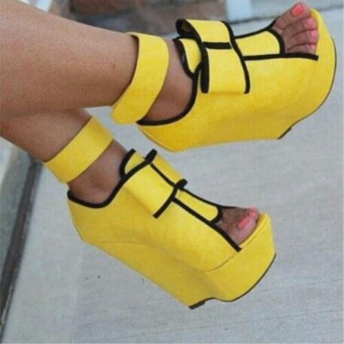 Women Sandals 2019 14.5cm wedges heel shoes peep toe pumps women shoes.SIZE:34-45 plus size women sandals