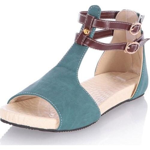 Candy Color Peep Toe Women Sandals Flat Summer Style Shoes Woman Plus Size Roman Classic Sandals Women Shoes XKD4043