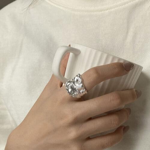 Origin Summer Exaggerated Alien Irregular Wide Open Ring for Women Unique Design Metal Adjustable Party Ring Jewelry Accessories