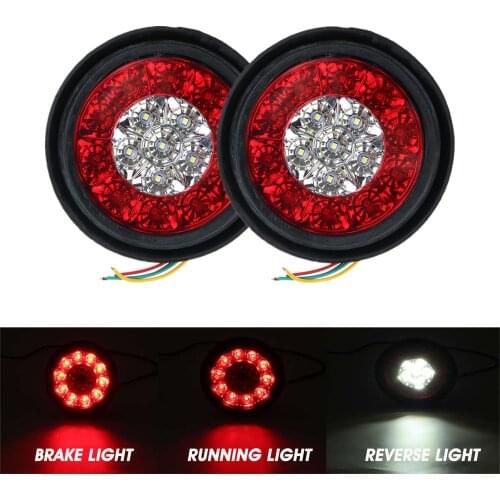 2PCS Rear Lights Trailer LED Tail Light Round Stop Signal Trailer Lighting 16 LED Rear Trailer Spotlights 12v - 24 v For Trucks