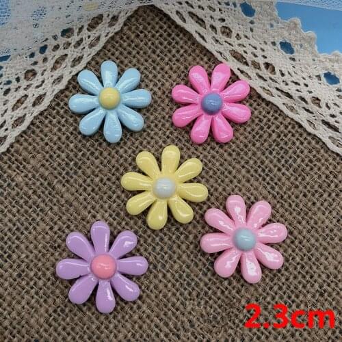 20PCS 23mm Resin Octagonal Flower 5 Colors Diy Hairpin Headdress Box Decoration Patch Classic Plastic Flower Accessories