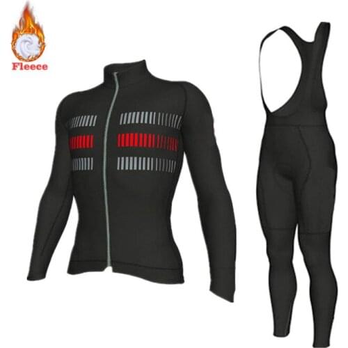 2021 Warm Winter Thermal Fleece Cycling Clothes Mens Jersey Suit Outdoor Riding Bike MTB Clothing Bib Pants Set