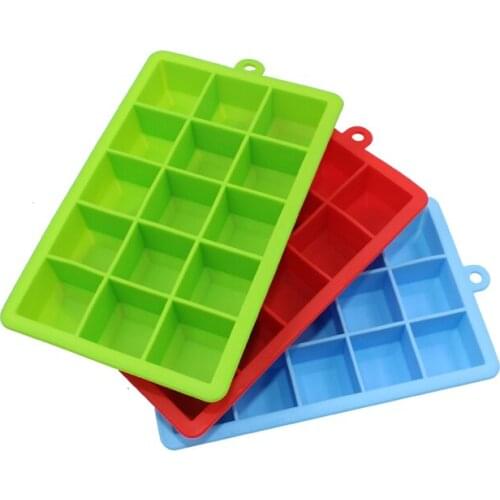 50pcs/lot 15 Grids Silicone Ice Mold Ice Cube Tray Fruit Maker 20*12*3.5cm Square Shape Kitchen Accessories BPA-free Food Grade