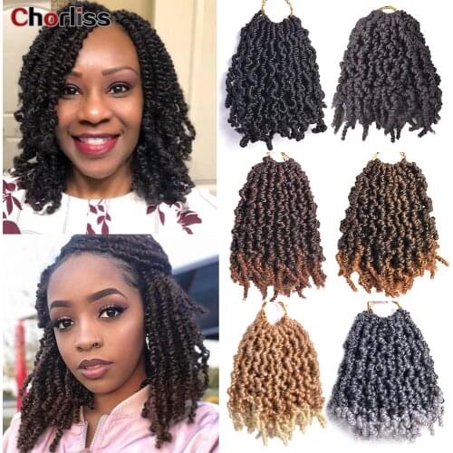 8inch Passion Ombre Hair Extension Crochet Spring Twist Crochet Braids Synthetic Braiding Hair Jamaica Bounce Fluffy Twist
