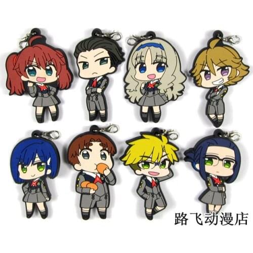 8pcs/lot DARLING in the FRANXX Original Japanese anime rubber mobile phone charms keychain strap