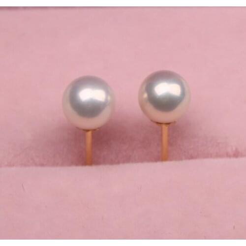 AAA++ 8MM JAPANESE AKOYA WHITE PEARL EARRING 14K STUD