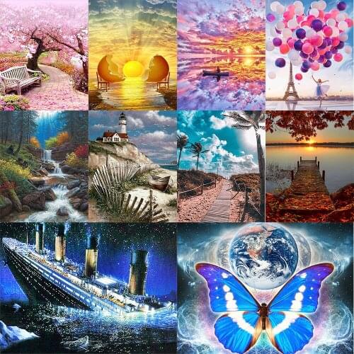 Diy Diamond Painting Diamond Inlaid Charming Beach Natural Beauty Diamond Embroidered Rhinestone Picture Mosaic Home Decoration