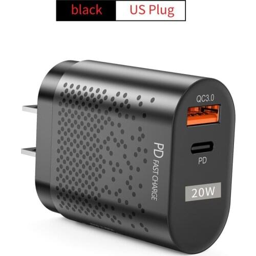 USB A Type C Charger Mini Quick Charge 3.0 QC PD 20W Mobile Phone Charger for iPhone 12 Samsung Xiaomi Fast Wall Chargers