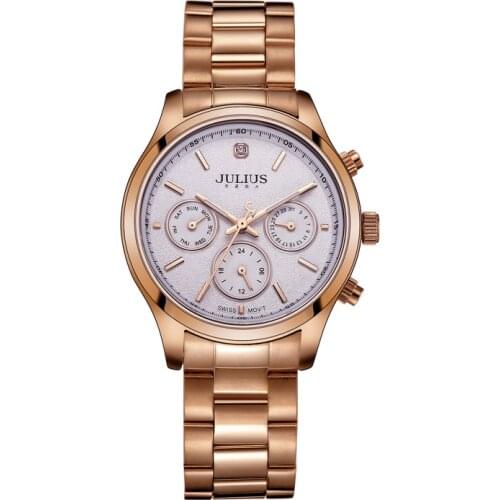 Real Multi-functions Womens Watch ISA Quartz Fashion Fine Hours Dress Sport Stainless Steel Girl Birthday Gift Julius Box