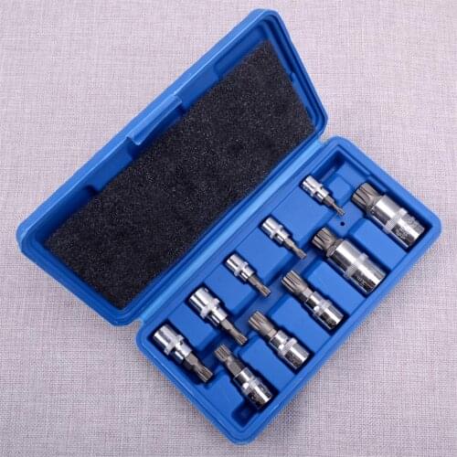 CITALL 10Pcs/Set Car Chrome Spline Bit Socket XZN 12 Point MM Triple Square Tamper Proof 4mm-18mm Tool Kit Universal
