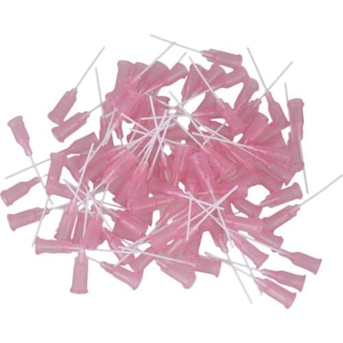Pink 1 Inch 20Ga Plastic Spiral Connector Dispensing Needles With PP Blunt Tip Needle (Pack of 100)