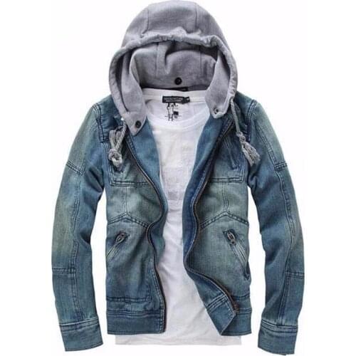 Denim jacket New 2018 Hooded men Slim men coat Casual chaqueta fashion outerwear 5XL