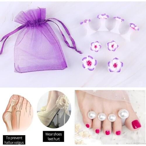 ELECOOL 8pcs Flower Pearl Heart Silicone Toe Separator Foot Finger Soft Toe Corrector Manicure Pedicure Nail Care Nail Art Tool