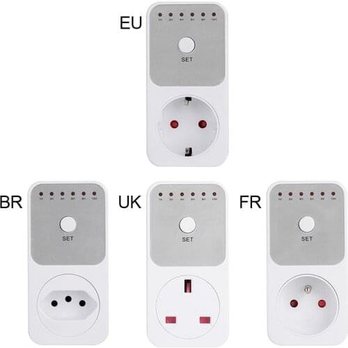 EU FR BR UK Electronic Timer Countdown Timing Socket 10Hr 6 Groups Timer Switch Countdown Switch Controller