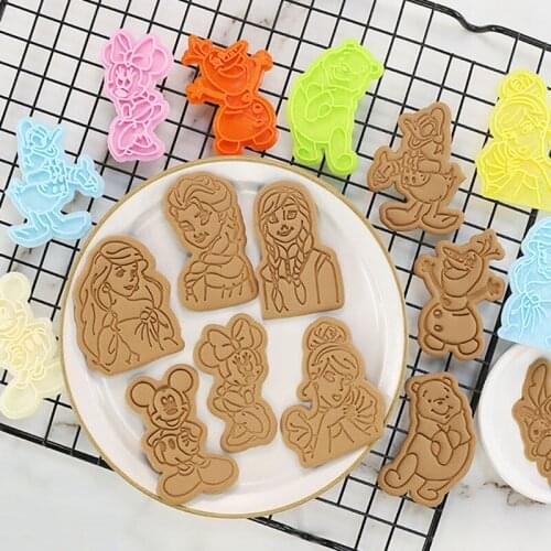 6CM Disney Baking Mold Princess Frozen Mickey Minnie Winnie The Pooh Lilo and Stitch DIY 3D Press Mould Accessories Cookie Tools