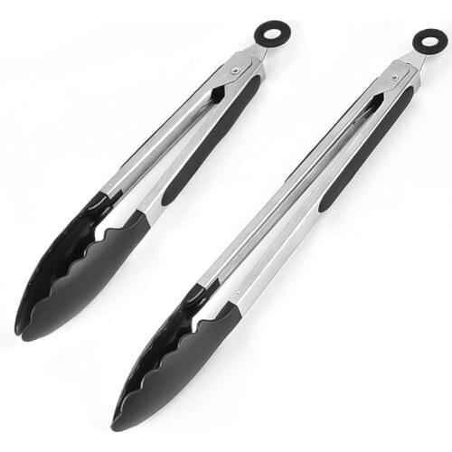 Stainless Steel Grilling Tong Clip Salad Bread Serving Tong Non-Stick Kitchen Barbecue Cooking Tong with Anti-slip Handle