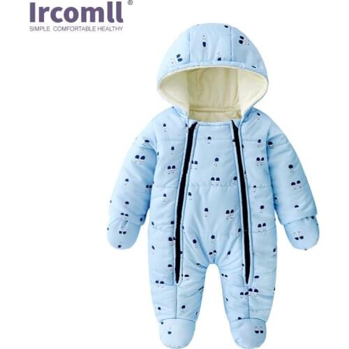 Ircomll Baby Clothes Fall Winter Jumpsuit Bodysuit For Newborns Double Zipper Cotton Hooded Overalls For Kids toddler Clothes