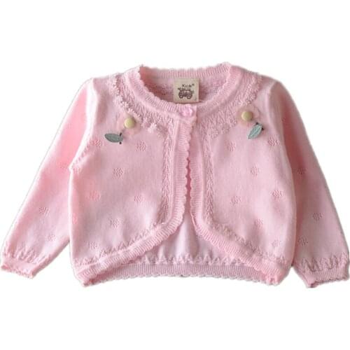 0-8yrs Little Girl Jacket Sweater Cardigan Pink Sunflower Kids Outerwear Outerwear 1 2 3 4 5 6 7 8 Year Old Child Clothes 205047