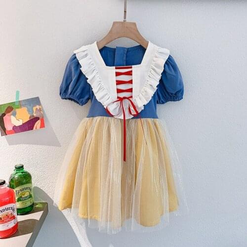 Summer Little Girls Princess Dresss Cute Mesh Kids Clothes Children Tutu Dresses Short Sleeve Costume Vestidos Birthday Outfits