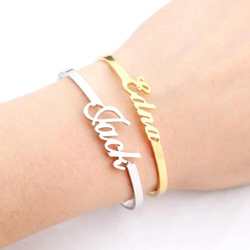 CAVSUAT Best Gift Personalized Letters Initials Bangles Custom Name Bangle Women Jewelry Friendship Pulseiras Drop Shipping