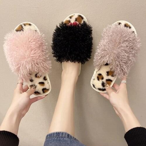Womens 2021 New Outdoor and House Fuzzy Open toe Slippers Female Soft Plush Cozy Fluffy Flip Flops Fur Slipper