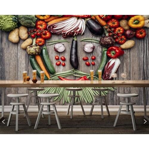 Papel de parede Vegetables Tomatoes Pepper Green peas Potato Food wallpaper dining room TV wall kitchen restaurant bar 3d mural