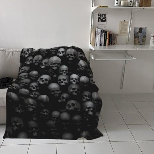 Skull Wall Skull Horror Throw Blanket Picnic Travel Blanket Portable Soft Bedspread Microfiber Flannel Blankets for Beds
