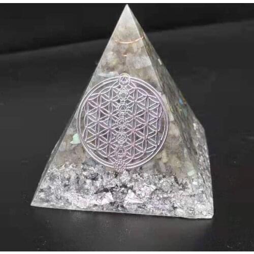 Orgonite Pyramid Sahasrara Chakra Jeremiel Natural White Crystal To Improve Mood Resin Pyramid Crafts Energy Orgonite