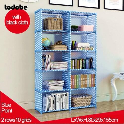 DIY Assembled Bookshelf Removable Non-Woven Double-row Book Rack Bracket Shelf Home Furniture Fixed Rack Debris Storage Rack