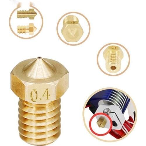 5pcs/lot 3D Printer Parts V5 V6 M6 Nozzle 0.2 0.25 0.3mm 0.35 0.4mm 0.5 0.6 0.8 1.0 Part Copper 1.75mm Filament M6 Threaded Bras