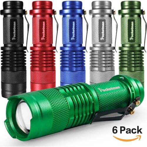 6 Colors Mini LED Flashlight 2000lm Q5 LED Torch 3 Modes Adjustable Zoom Focus Torch Lamp Penlight Waterproof AA/14500 Z50