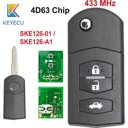 KEYECU 2 1 3 Buttons Repacement Remote Car Key Fob 433MHz 4D63 Chip SKE126-01 SKE126-A1 for Mazda 2 3 5 6 MX5 RX8 2007 2008 2009