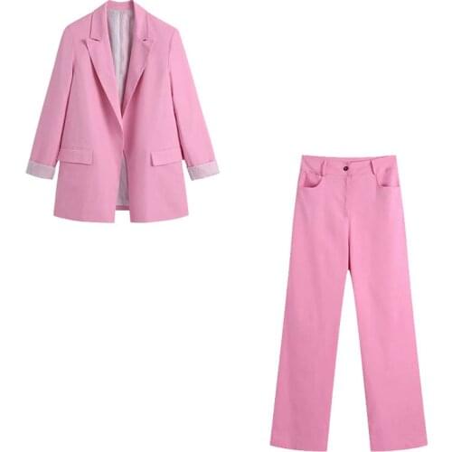 Nlzgmsj Za Sets Women 2021 Autumn Two Piece Set Blazer Suit Coat And High Waist Pants Sets Woman Blazer Outfit 202106