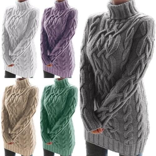 Winter Thick Sweater Dress Women Turtleneck Autumn Thick Pullover knitted Jumper Cashmere Merino Wool Oversized Sweater