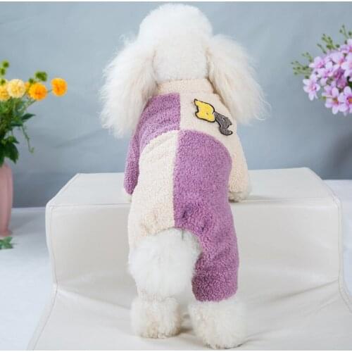 Winter Pet Dogs Clothing Thicked Warm Splicing Polyester Sherpa Dog Clothes Jumpsuit Stand Collar for Poodle Dogs Cat Costumes
