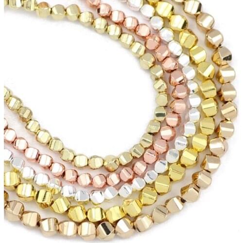 Gold Silvers Twisted Shape Hematite Natural Stone 3/4mm Spacers Loose Beads For Jewelry Making Diy Bracelet earrings Accessories