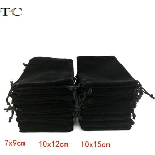 10Pcs/lot Wholesale Black Velvet Bag Pouch Drawstring Velvet Pouches Gift Bag Jewelry Packaging Display Bags Box Gift