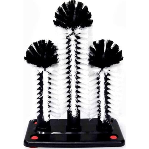 Glass Washer 3 Brush Glass Washing Brushes With Suction Base Bar Glass Cleaner For Bar,Kitchens,Red Wine Glasses,Cup