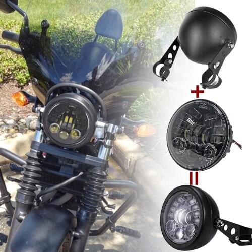 5.75 5-3/4inch LED Headlight with Headlight Housing for Kawasaki for Honda Shadow Suzuki Motorbikes Metric bikes Cruisers Choppe