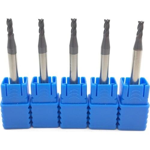 5PCS HRC50 4Flute 2.5mm Solid Carbide Endmill 50mm Long D2.5x8LxD4x50L Standard Length Side milling Slotting Profiling face mill