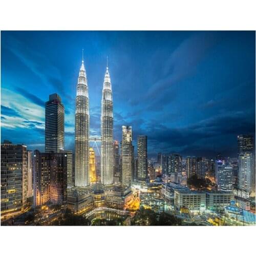 5D Diy diamond painting Night view of modern city building Cross Stitch Full Square embroidery Mosaic Rhinestones StickerZP-3567