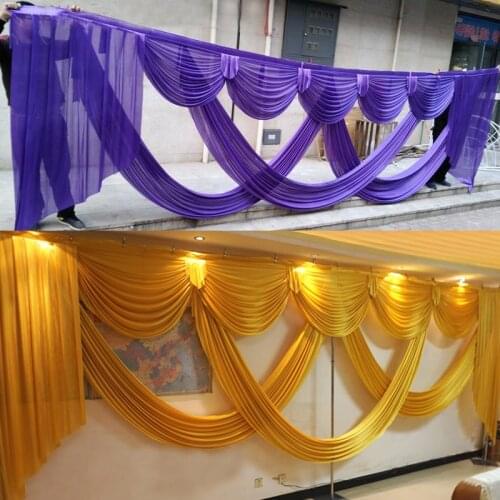 6 Meter Long Luxury and Elegant Red Purple Gold Swags Photo Booth Wedding Backdrop Drapery Event Party Decoration