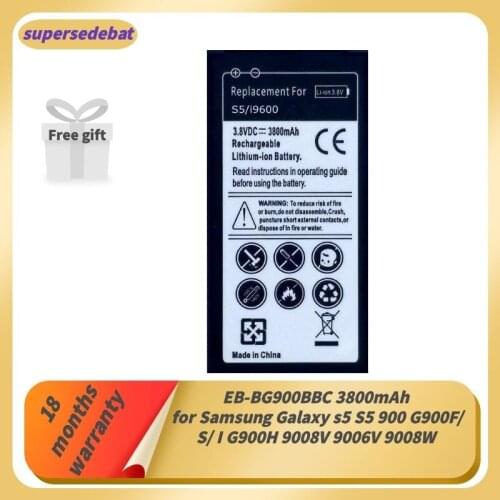 Supersedebat Batteries for Galaxy S5 Battery for Samsung Galaxy S5 S5 900 G900F/ S/ I G900H 9008V 9006V 9008W Bateria Tracking