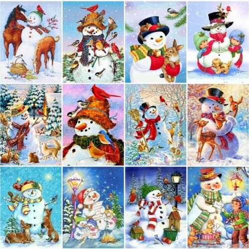 Diamond Embroidery Cartoon Full Square Drill 5D Diy Diamond Painting Winter Snowman Cross Stitch Rhinestones Mosaic Home Decor